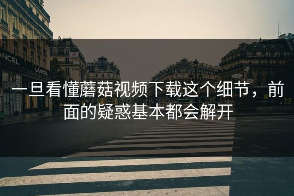 一旦看懂蘑菇视频下载这个细节，前面的疑惑基本都会解开