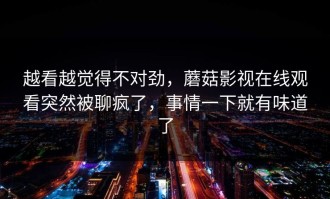 越看越觉得不对劲，蘑菇影视在线观看突然被聊疯了，事情一下就有味道了