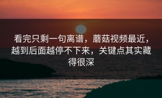 看完只剩一句离谱，蘑菇视频最近，越到后面越停不下来，关键点其实藏得很深