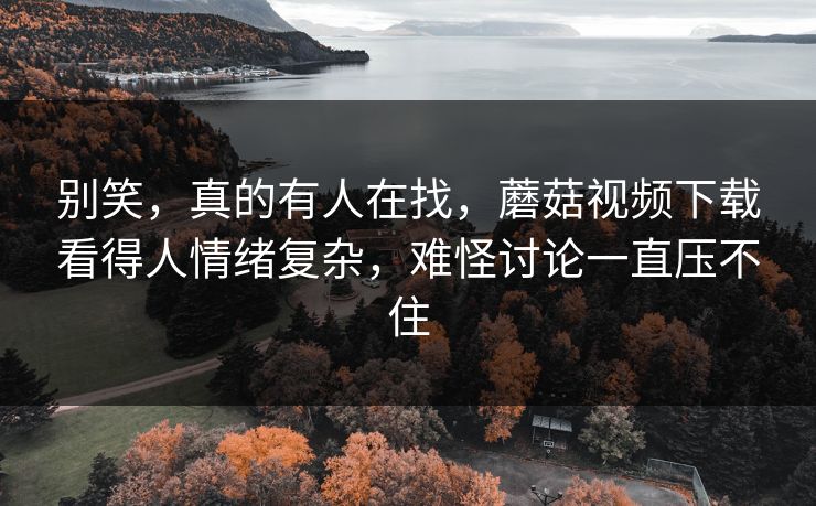别笑，真的有人在找，蘑菇视频下载看得人情绪复杂，难怪讨论一直压不住