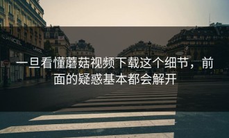 一旦看懂蘑菇视频下载这个细节，前面的疑惑基本都会解开