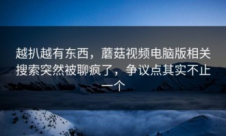 越扒越有东西，蘑菇视频电脑版相关搜索突然被聊疯了，争议点其实不止一个