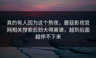 真的有人因为这个熬夜，蘑菇影视官网相关搜索后劲大得离谱，越到后面越停不下来