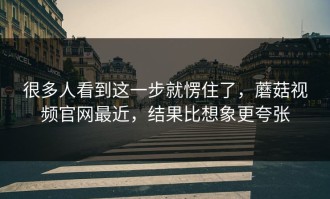 很多人看到这一步就愣住了，蘑菇视频官网最近，结果比想象更夸张