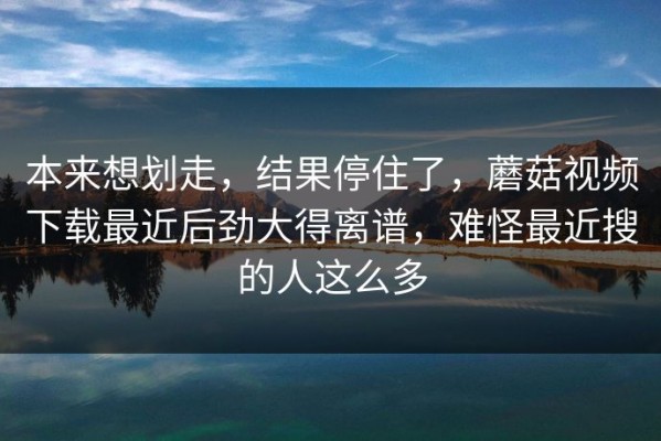 本来想划走，结果停住了，蘑菇视频下载最近后劲大得离谱，难怪最近搜的人这么多