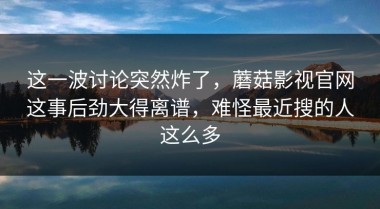 这一波讨论突然炸了，蘑菇影视官网这事后劲大得离谱，难怪最近搜的人这么多