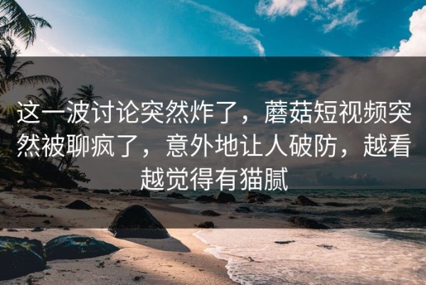 这一波讨论突然炸了，蘑菇短视频突然被聊疯了，意外地让人破防，越看越觉得有猫腻