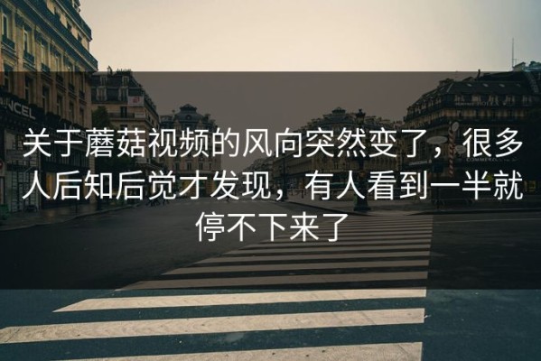 关于蘑菇视频的风向突然变了，很多人后知后觉才发现，有人看到一半就停不下来了
