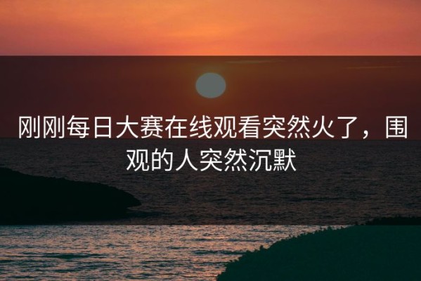 刚刚每日大赛在线观看突然火了，围观的人突然沉默