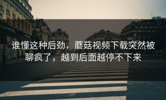 谁懂这种后劲，蘑菇视频下载突然被聊疯了，越到后面越停不下来