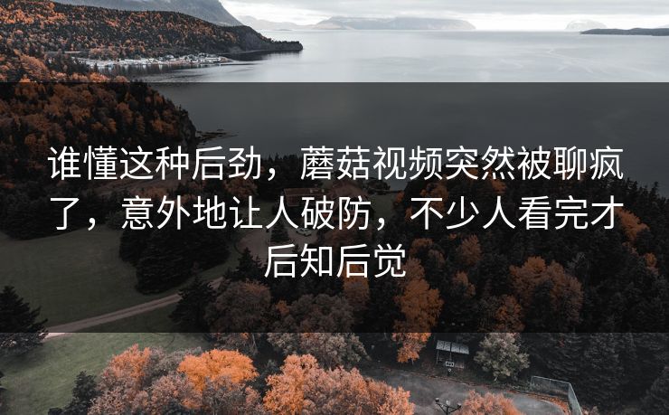 谁懂这种后劲,蘑菇视频突然被聊疯了,意外地让人破防,不少人看完才后知后觉 谁懂这种后劲,蘑菇视频突然被聊疯了,意外地让人破防,不少人看完才后知后觉