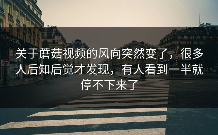关于蘑菇视频的风向突然变了，很多人后知后觉才发现，有人看到一半就停不下来了