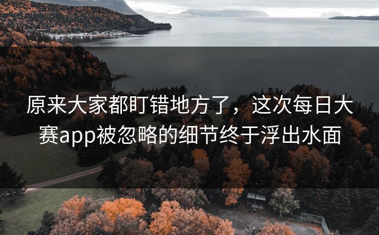 原来大家都盯错地方了,这次每日大赛app被忽略的细节终于浮出水面 原来大家都盯错地方了,这次每日大赛app被忽略的细节终于浮出水面