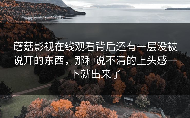 蘑菇影视在线观看背后还有一层没被说开的东西，那种说不清的上头感一下就出来了