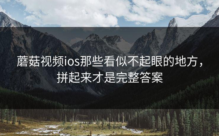 蘑菇视频ios那些看似不起眼的地方,拼起来才是完整答案 蘑菇视频ios那些看似不起眼的地方,拼起来才是完整答案