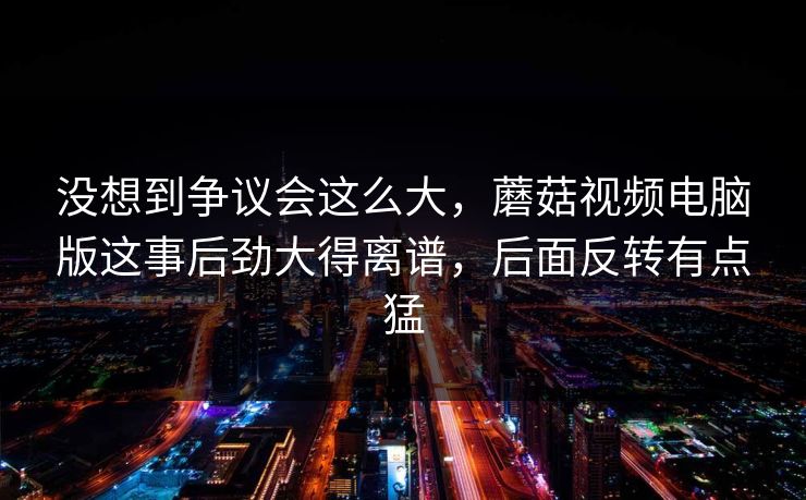 没想到争议会这么大,蘑菇视频电脑版这事后劲大得离谱,后面反转有点猛 没想到争议会这么大,蘑菇视频电脑版这事后劲大得离谱,后面反转有点猛