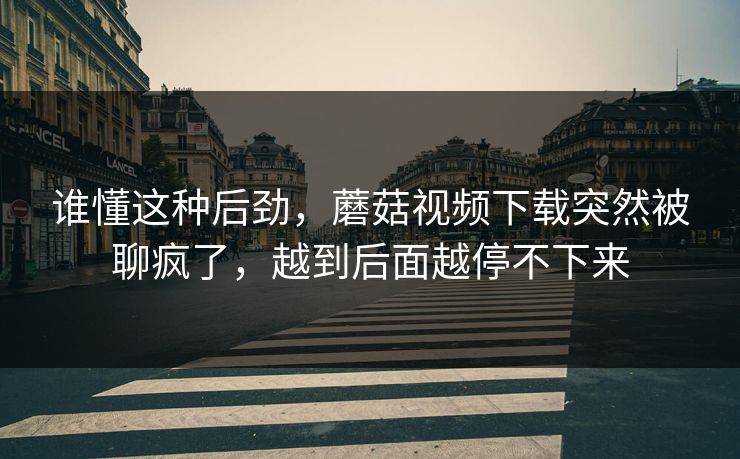 谁懂这种后劲，蘑菇视频下载突然被聊疯了，越到后面越停不下来