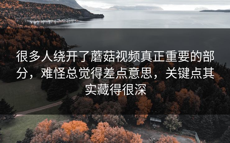 很多人绕开了蘑菇视频真正重要的部分,难怪总觉得差点意思,关键点其实藏得很深 很多人绕开了蘑菇视频真正重要的部分,难怪总觉得差点意思,关键点其实藏得很深